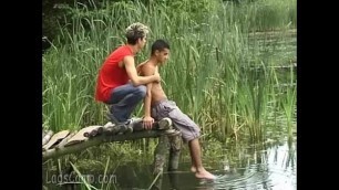 Lakeside twink coupling with a cum-splashed ending