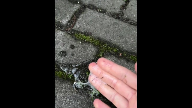 A Blondie Teen is Smokig and Hocking and Spitting Loogies Making a Smily Spit Puddle