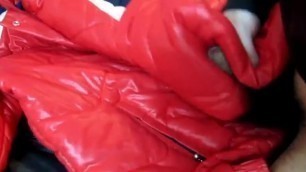 Red Nylon Ski Jacket Jerk off and Cum