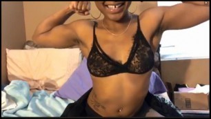 Young Black Girl Babe Flexes Biceps