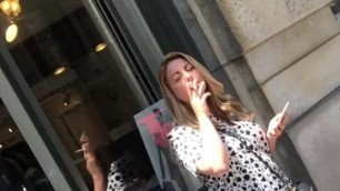 Lovely Cougar Blonde knows how to Smoke