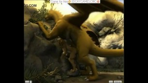 The Dragon gives to Suck the Guy on the Nature in Real Free 3d Gay Game