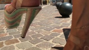 Lara in Italy Lake of Garda Walking in 7 Inch Platform Sandals