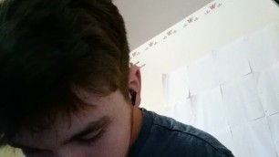 Drinking Apple Juice at my Desk while Listening to Music and looking around