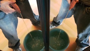 Piss (& Foreskin Play) in Front two Mirrors #10