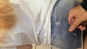 Cumshot on Nice Ass in Jeans Cum Tribute
