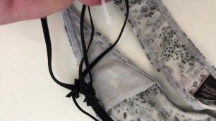 Cumshot (wank) on the Wife's last Night's Victoria Secrets Thong
