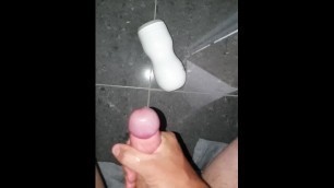 Slow Motion Cumshot with Tenga Masturbater