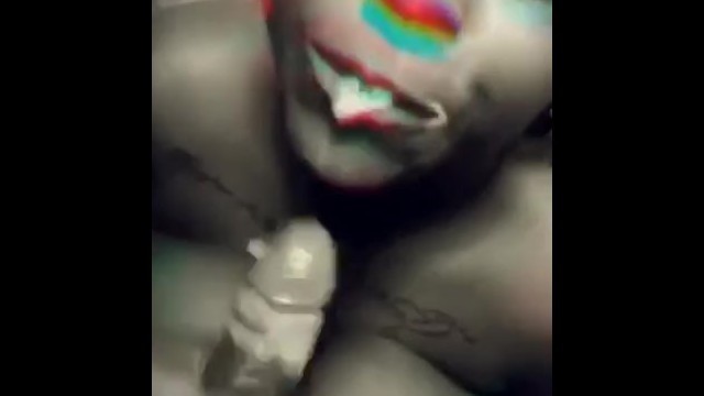 Art of Sucking a BBC, Sexy Ebony Loves Cumshot on Big Tits and Smile!