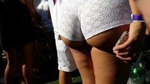 Candid Juicy Thick Latina in White Shorts