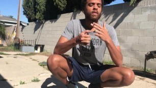 Shirtless doing Yoga outside in Public