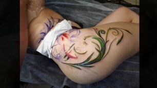 Interesting Process of Tattooing on the Side Lotus Emma Lovare