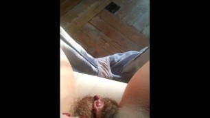 My Fat, Wet Clit in the Foreground with my Panties used in the Background