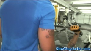 Muscle jock anally drilled in the gym