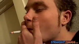 Straight thug Billy cums after stroking his big hard cock