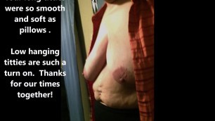 Standing titfuck of older woman with big long tits