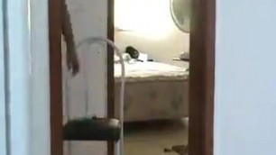 Pervert worker jerking off in front of woman 2
