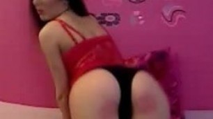 Teasing Pretty White Shemale on Her Bed