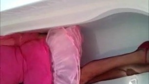 pink dress n the bath