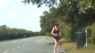 Zoe on the streets showing her COCK SLUT panties - and more