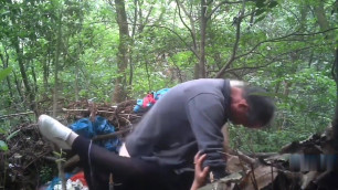 Asian Dad Doing Bareback In The Woods With Younger Prostitut