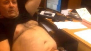Daddy jerk and cumming at work