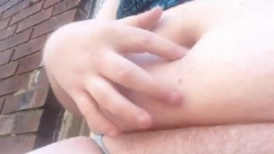 Fat faggot with dress outdoor
