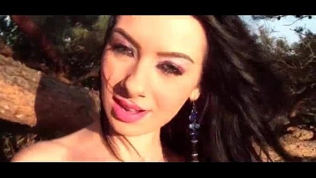 Awesome brunette hoe gets naked outdoor