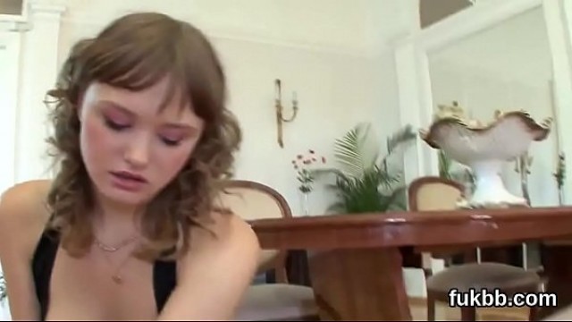 Flirty looker stretches her pussy and enjoys hardcore penetration