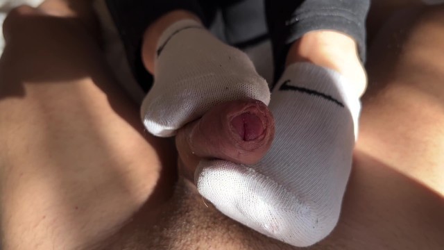 POV: Student do SOCKJOB with WHITE NIKE ANKLE SOCKS