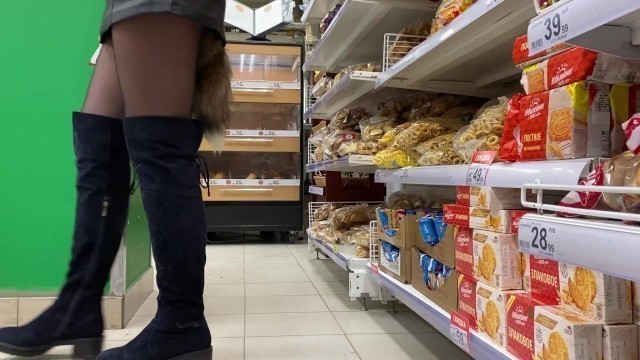 A. Sky Walk in the Store in the Ass Plug (cat Tail).